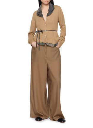 Figure View - Click To Enlarge - MASNADA - Layered Trim Tie Waist V-Neck Cardigan