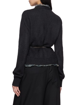 Back View - Click To Enlarge - MASNADA - Layered Trim Tie Waist V-Neck Cardigan