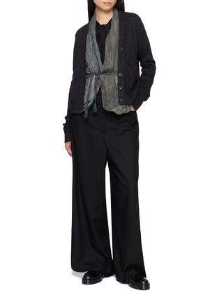 Figure View - Click To Enlarge - MASNADA - Layered Trim Tie Waist V-Neck Cardigan