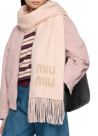 Figure View - Click To Enlarge - MIU MIU - Fringed Logo Scarf