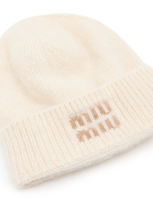 Detail View - Click To Enlarge - MIU MIU - Logo Knit Beanie