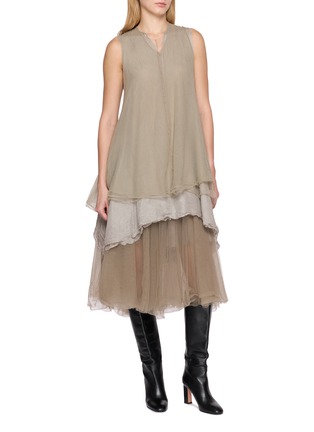 Figure View - Click To Enlarge - MARC LE BIHAN - Ovoide Flared Tulle Midi Skirt