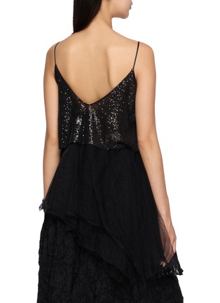 Back View - Click To Enlarge - MARC LE BIHAN - Floral Sequin Asymmetric Tulle Top