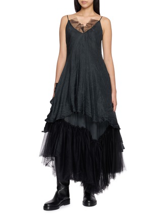 Figure View - Click To Enlarge - MARC LE BIHAN - Sleeveless Fleurs Double Layered Ruffle Dress