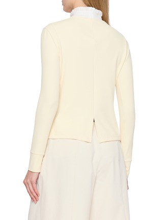 Back View - Click To Enlarge - SOUTHCAPE - Frill Mock Neck Back Slit T-Shirt