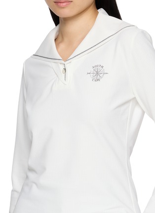  - SOUTHCAPE - Long Sleeve Sailor Collar Embroidered Logo Top