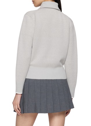 Back View - Click To Enlarge - SOUTHCAPE - Sailor Collar Full Zip Knit Cardigan