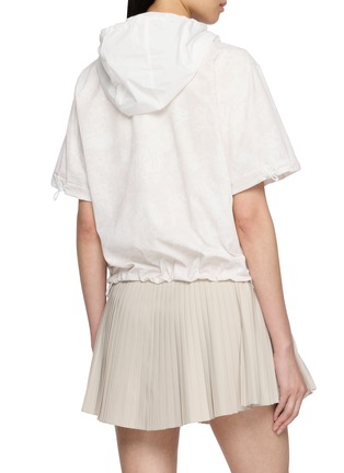 Back View - Click To Enlarge - SOUTHCAPE - Short Sleeve Blossom Pattern Hooded Zip Up Jacket