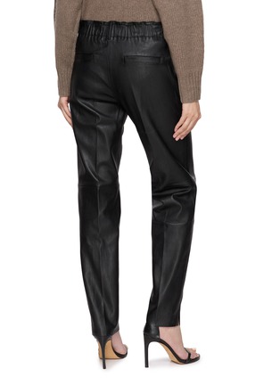 Back View - Click To Enlarge - MON&PAU - Lettuce Trim Elastic Waist Leather Pants