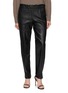 Main View - Click To Enlarge - MON&PAU - Lettuce Trim Elastic Waist Leather Pants