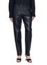 Main View - Click To Enlarge - MON&PAU - Lettuce Trim Elastic Waist Leather Pants