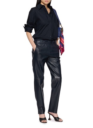 Figure View - Click To Enlarge - MON&PAU - Lettuce Trim Elastic Waist Leather Pants