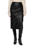 MON&PAU Ruched Front Leather Pencil Skirt