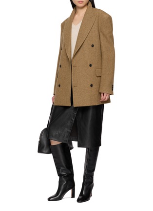 Figure View - Click To Enlarge - MON&PAU - Ruched Front Leather Pencil Skirt
