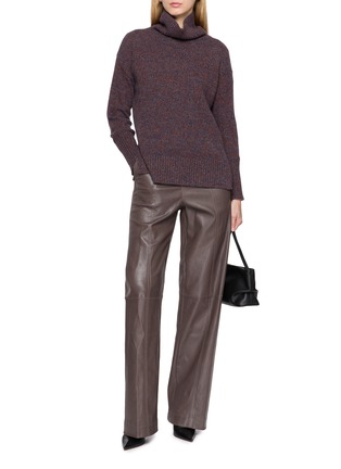 Figure View - Click To Enlarge - MON&PAU - Elastic Waistband Straight Leg Leather Pants