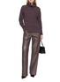 Figure View - Click To Enlarge - MON&PAU - Elastic Waistband Straight Leg Leather Pants