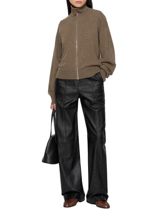 Figure View - Click To Enlarge - MON&PAU - Elastic Waist Straight Leg Leather Pants