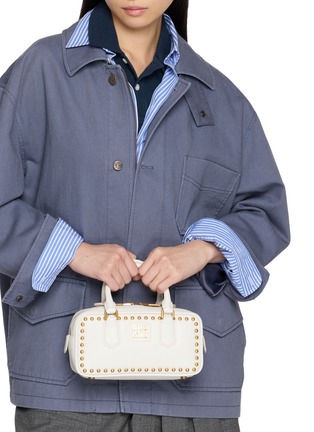 Figure View - Click To Enlarge - MIU MIU - Arcadie Studded Leather Shoulder Bag