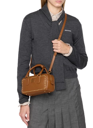 Front View - Click To Enlarge - MIU MIU - Arcadie Studded Leather Bag