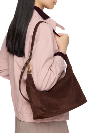 Figure View - Click To Enlarge - MIU MIU - Suede Hobo Bag