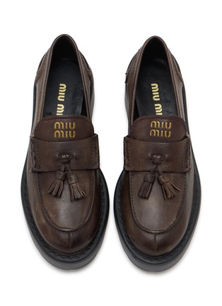 Detail View - Click To Enlarge - MIU MIU - Platform Leather Penny Loafers