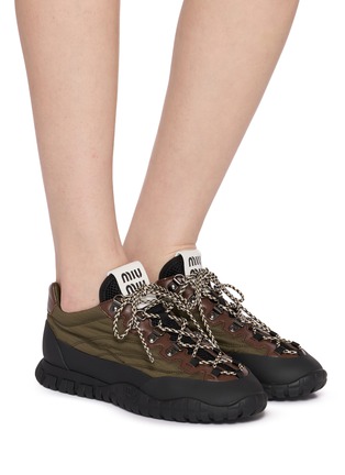 Figure View - Click To Enlarge - MIU MIU - Nylon Ripstop Alpine Laces Women's Sneakers