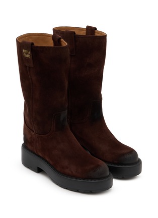 Detail View - Click To Enlarge - MIU MIU - Boyfriend Suede Boot