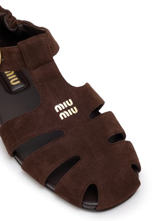Detail View - Click To Enlarge - MIU MIU - Ruches Fisherman Suede Snadals