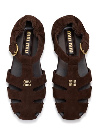 Figure View - Click To Enlarge - MIU MIU - Ruches Fisherman Suede Snadals
