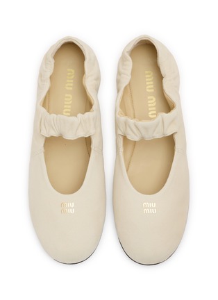 Figure View - Click To Enlarge - MIU MIU - Ruches suede ballerinas