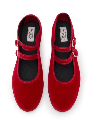 Detail View - Click To Enlarge - C.R.B. - Grosgrain Trim Velvet Mary Jane Flats