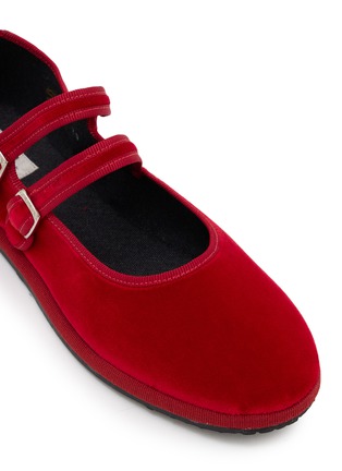 Detail View - Click To Enlarge - C.R.B. - Grosgrain Trim Velvet Mary Jane Flats