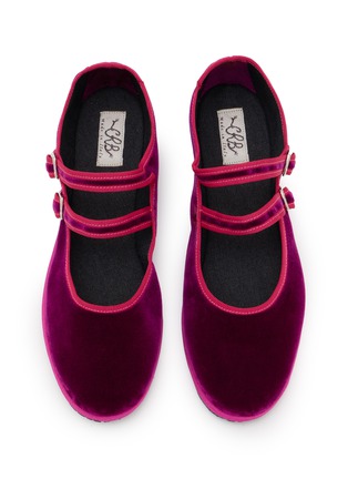 Detail View - Click To Enlarge - C.R.B. - Grosgrain Trim Velvet Mary Jane Flats