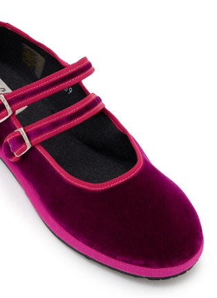 Detail View - Click To Enlarge - C.R.B. - Grosgrain Trim Velvet Mary Jane Flats