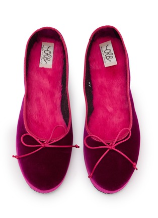 Detail View - Click To Enlarge - C.R.B. - Two-Tone Grosgrain Trim Velvet Ballerina Flats