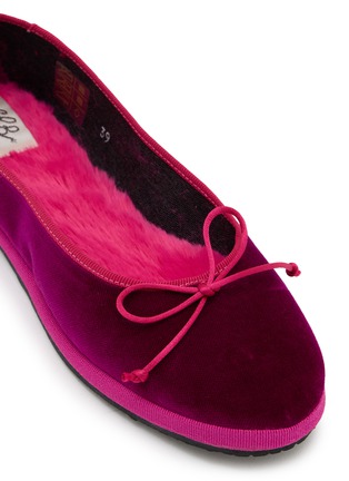 Detail View - Click To Enlarge - C.R.B. - Two-Tone Grosgrain Trim Velvet Ballerina Flats