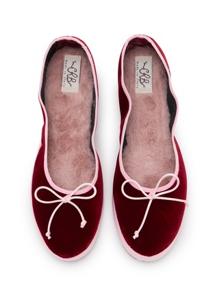 Detail View - Click To Enlarge - C.R.B. - Two-Tone Grosgrain Trim Velvet Ballerina Flats