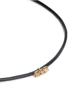 Figure View - Click To Enlarge - XIAO WANG - 'Stardust' diamond 14k gold bar charm leather necklace