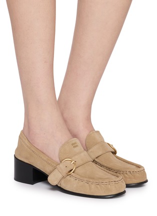 Figure View - Click To Enlarge - MIU MIU - Mocassini 45 Suede Loafers Pumps