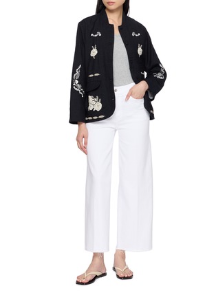 Figure View - Click To Enlarge - AODRESS - Phils Floral Embroidered Velvet Short Jacket
