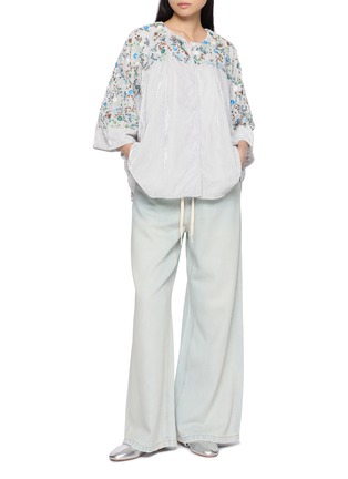 Figure View - Click To Enlarge - AODRESS - Floral Embroidered Velvet Bolero Jacket