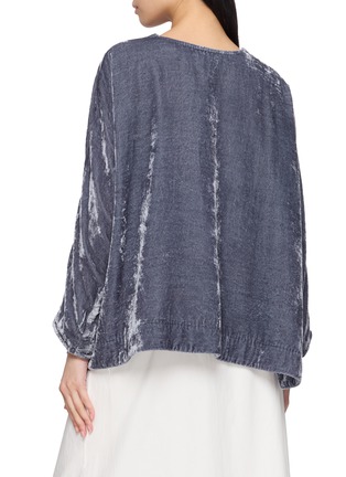 Back View - Click To Enlarge - AODRESS - Niwa Floral Embroidered Velvet Blouse