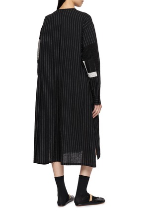 Back View - Click To Enlarge - Y'S - Piping Collar Patchwork Striped Shirt Dress