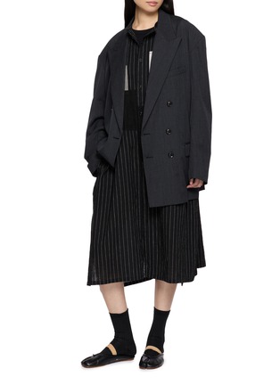 Figure View - Click To Enlarge - Y'S - Piping Collar Patchwork Striped Shirt Dress