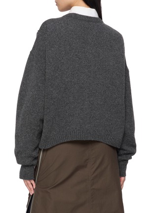 Back View - Click To Enlarge - Y'S - Appliqué Detail Cropped Knit Cardigan