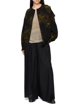 Figure View - Click To Enlarge - Y'S - Distressed Collarless Zip Up Blouson Jacket