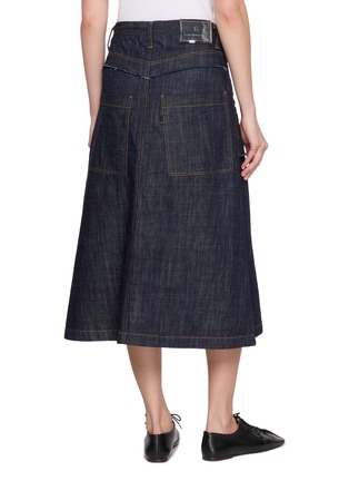 Back View - Click To Enlarge - Y'S - Front Button Denim Midi Skirt