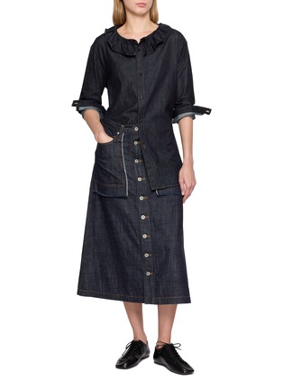 Figure View - Click To Enlarge - Y'S - Front Button Denim Midi Skirt