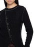  - Y'S - Asymmetric Contrast Stitch Ribbed Knit Cardigan