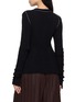 Back View - Click To Enlarge - Y'S - Asymmetric Contrast Stitch Ribbed Knit Cardigan